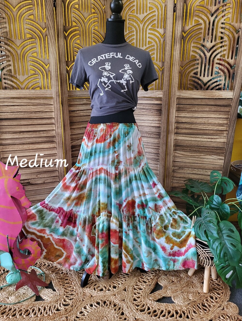 Boho Tie-Dye Tiered Maxi Skirt - Multicolor